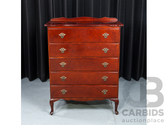 Queen Anne Style Chest of Five Drawers