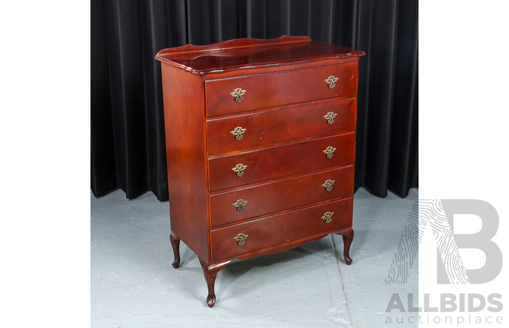 Queen Anne Style Chest of Five Drawers