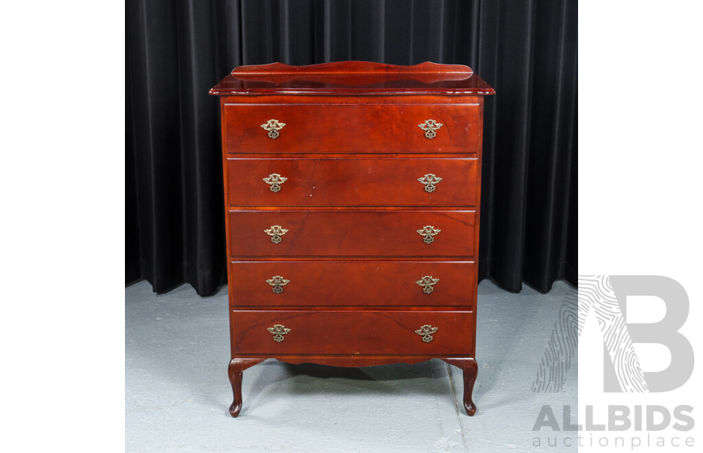 Queen Anne Style Chest of Five Drawers