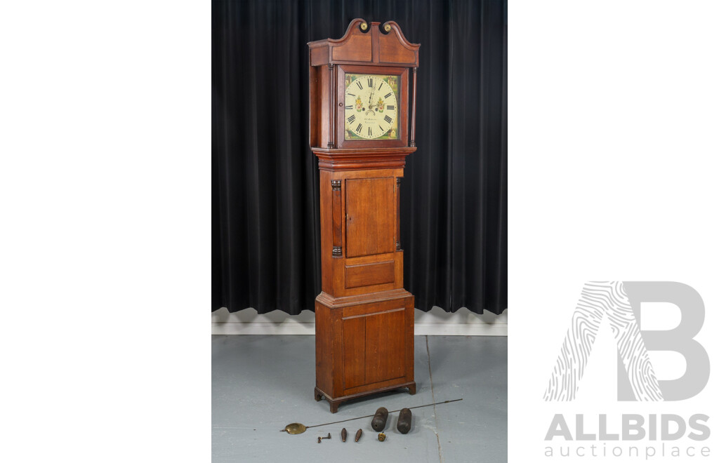 Late 19th Century Welsh Oak Long Case Clock by Owen Roberts, Gaerwen