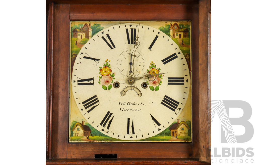 Late 19th Century Welsh Oak Long Case Clock by Owen Roberts, Gaerwen