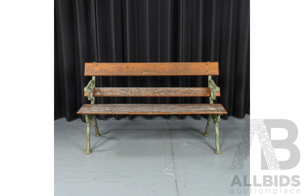 Vintage Cast Iron Garden Bench with Timber Slats