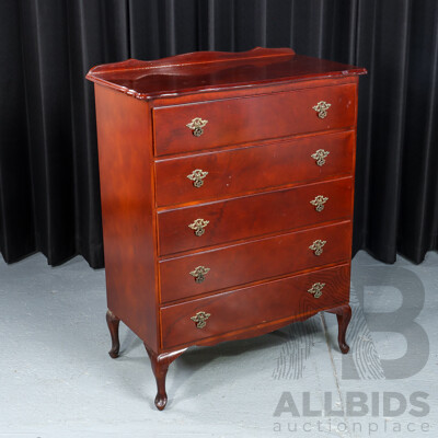 Queen Anne Style Chest of Five Drawers