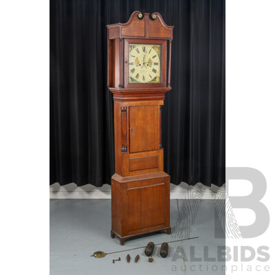 Late 19th Century Welsh Oak Long Case Clock by Owen Roberts, Gaerwen