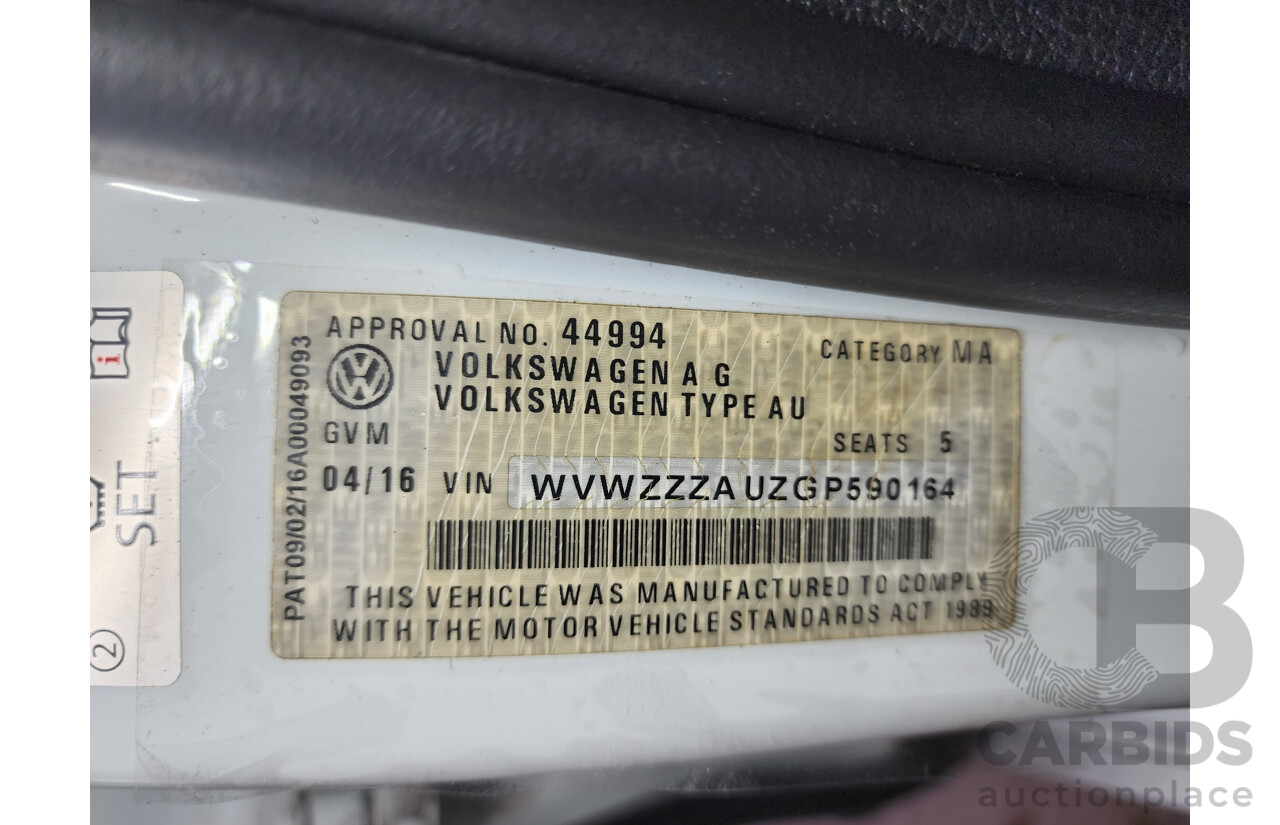 4/2016 Volkswagen Golf Alltrack 132 TSI (AWD) AU MY16 4d Wagon Pure White Turbo 1.8L