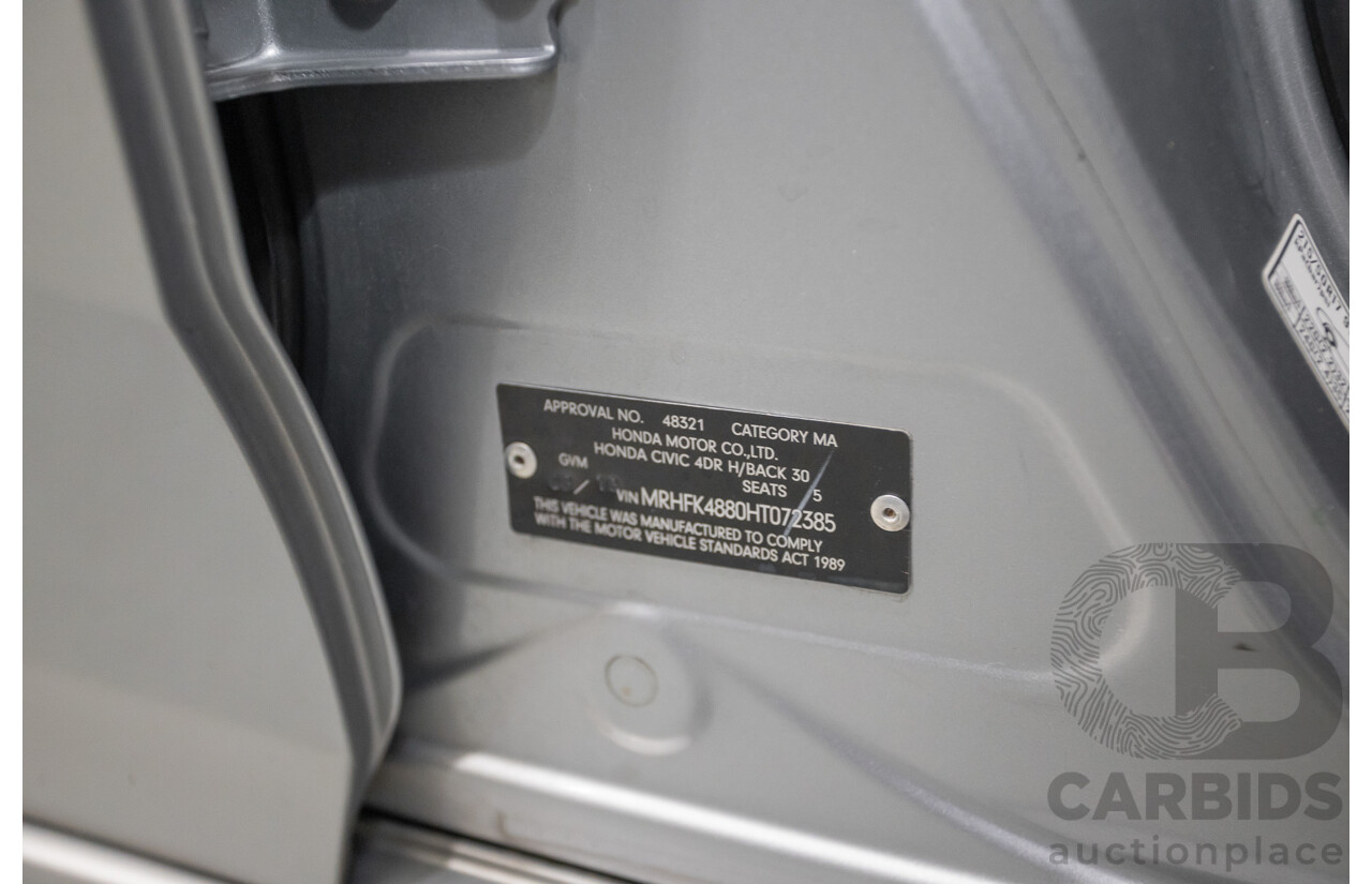 03/2018 Honda Civic RS MY17 5D Hatchback Lunar Silver Metallic Turbo 1.5L