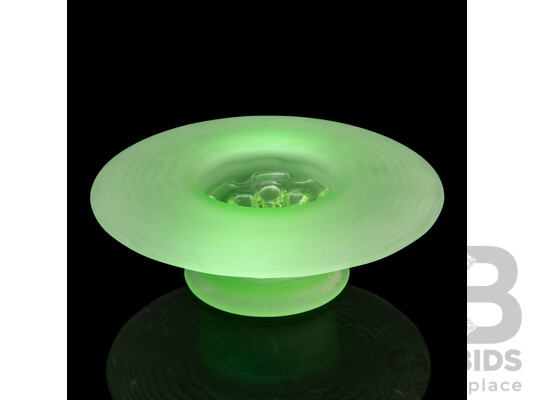 Vintage Bagley Art Deco Uranium Glass Posy Bowl and Frog