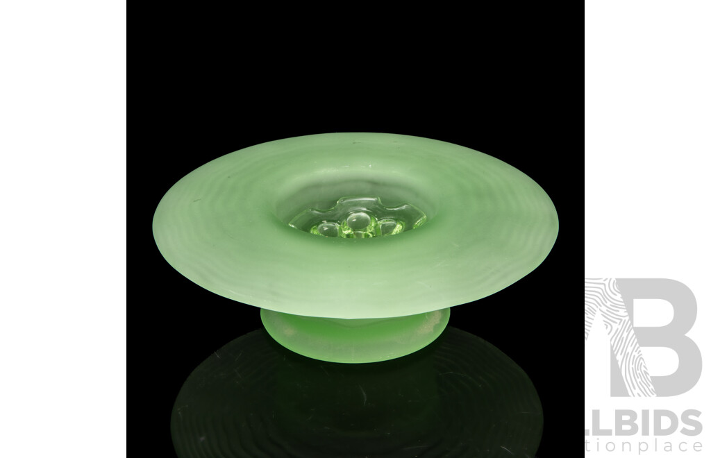 Vintage Bagley Art Deco Uranium Glass Posy Bowl and Frog