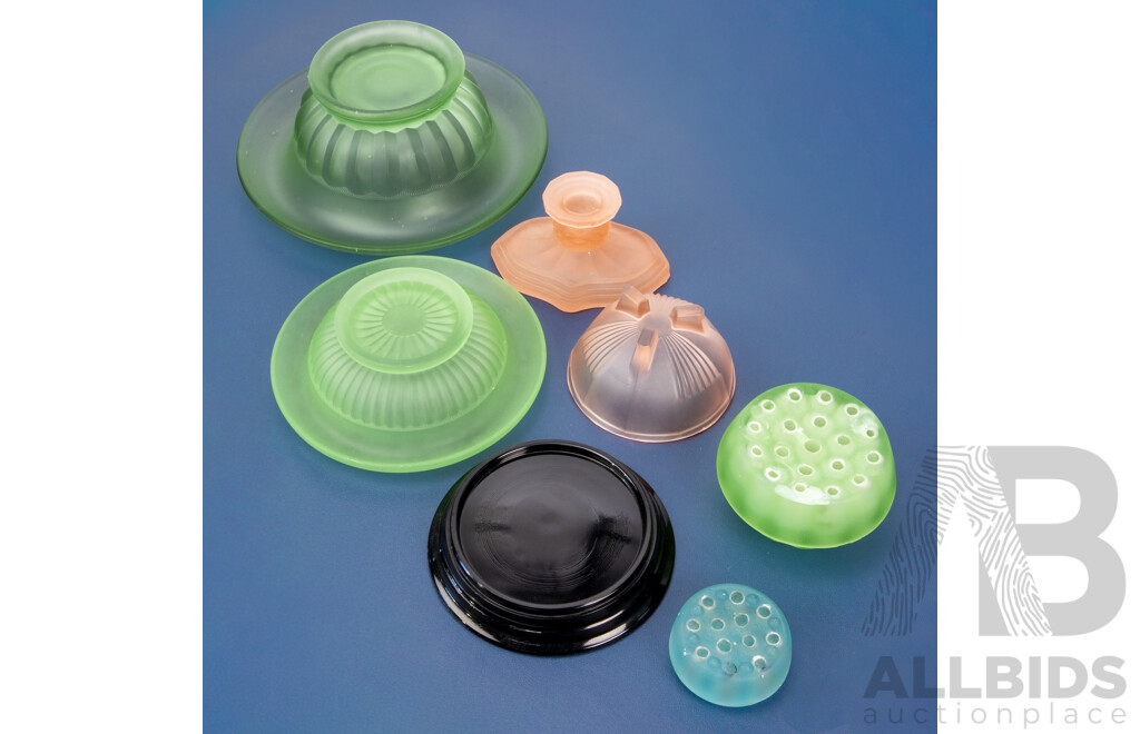 Collection of Vintage Coloured Glass Pieces Including Dishes, Bowls and Frogs