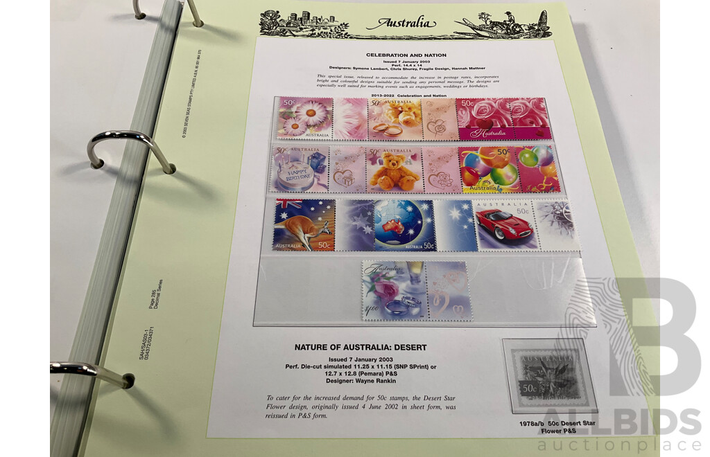 Two Australian Seven Seas Hingeless Mint Stamp Albums Spanning 1999 to 2011