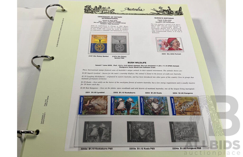Two Australian Seven Seas Hingeless Mint Stamp Albums Spanning 1999 to 2011