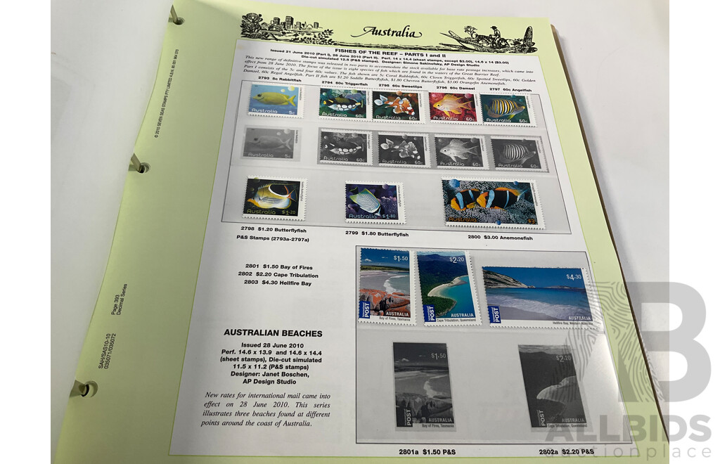 Two Australian Seven Seas Hingeless Mint Stamp Albums Spanning 1999 to 2011