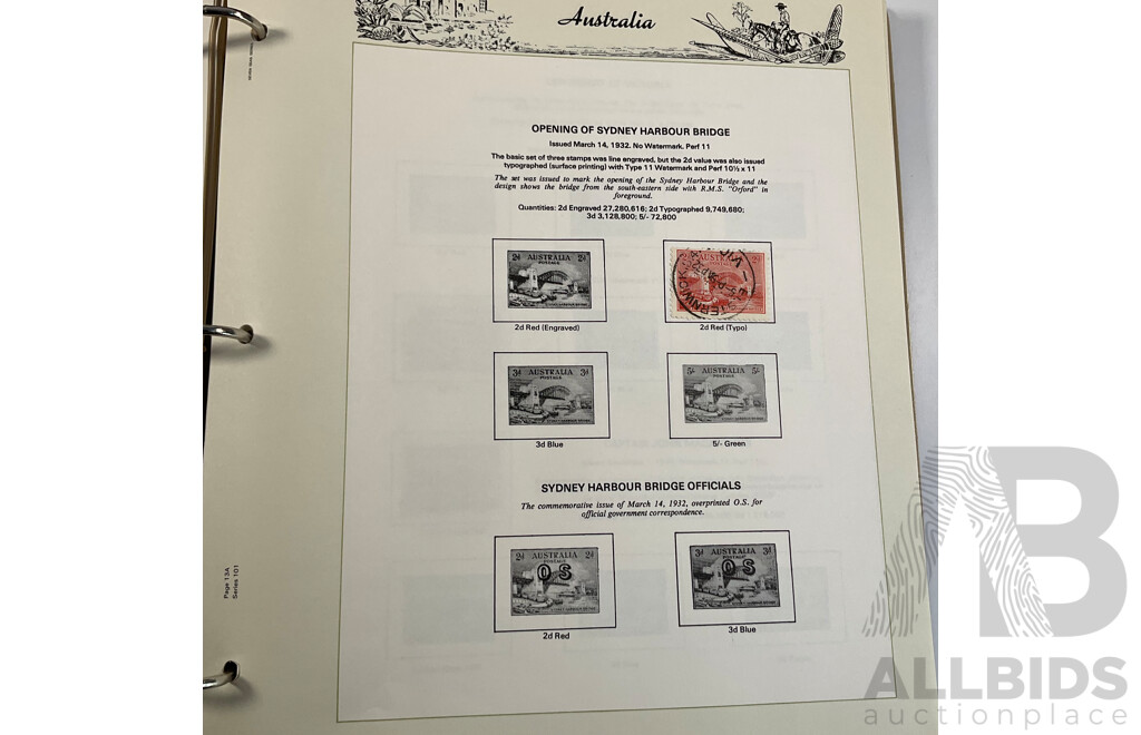Three Australian Seven Seas Hingeless Mint Stamp Albums Spanning 1906 to 1998 with Four Mint Stamp Packs