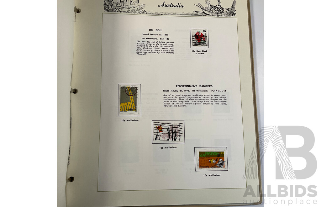 Three Australian Seven Seas Hingeless Mint Stamp Albums Spanning 1906 to 1998 with Four Mint Stamp Packs