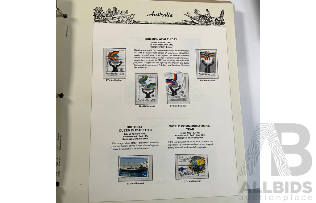 Three Australian Seven Seas Hingeless Mint Stamp Albums Spanning 1906 to 1998 with Four Mint Stamp Packs