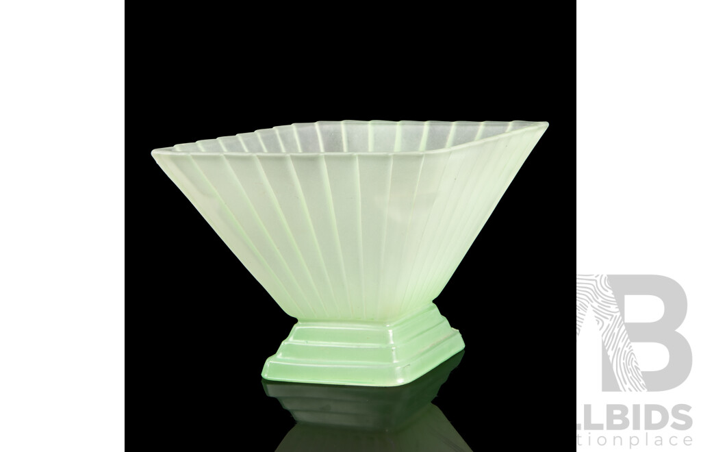 Art Deco Frosted Glass Diamond Vase