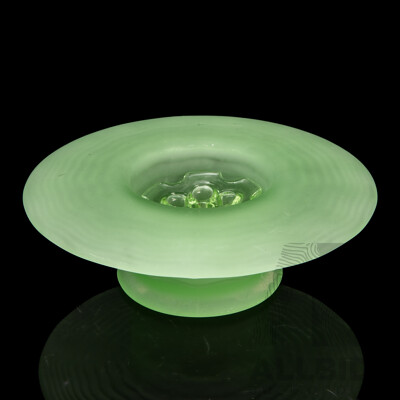 Vintage Bagley Art Deco Uranium Glass Posy Bowl and Frog