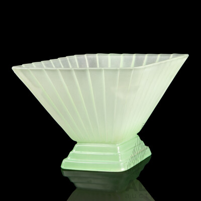 Art Deco Frosted Glass Diamond Vase