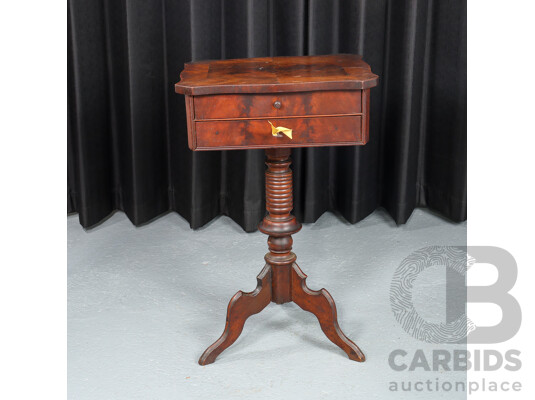 Victorian Mahogany Single Pedestal Sewing Table