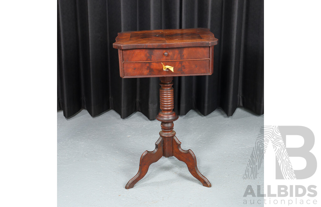 Victorian Mahogany Single Pedestal Sewing Table