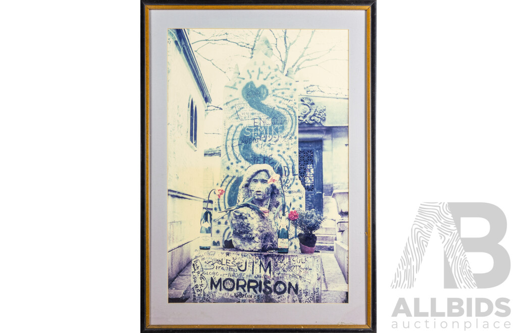 Frank Lisciandro (20th Century, American), Jim Morrison Gravesite - Pere Lachaise Cemetery, Paris (1986), Vintage Photographic Poster Print, 92H x 65W cm (frame)