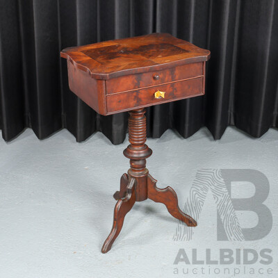Victorian Mahogany Single Pedestal Sewing Table