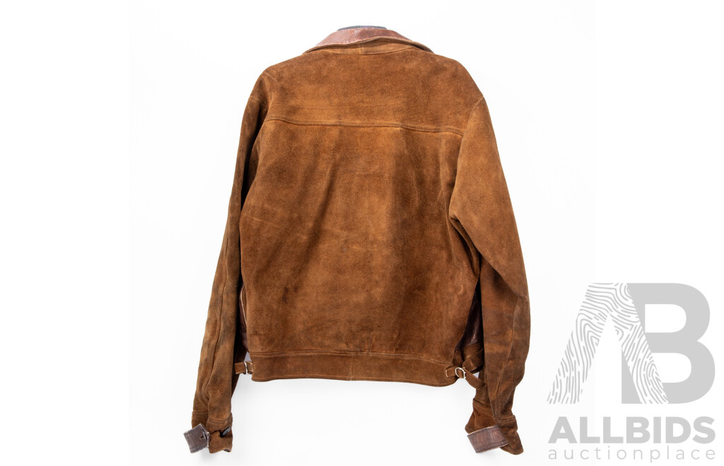 Vintage 1940's Two-Tone Leather & Suede Button-Front Cossack Style Jacket - Size M/L