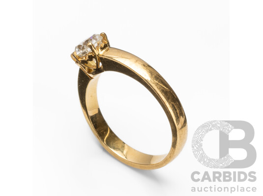 Handmade 18ct Yellow Gold & Natural Diamond Solitaire Ring with Valuation - Size O