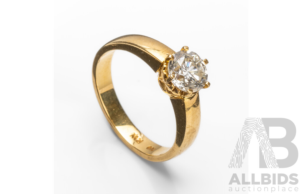 Handmade 18ct Yellow Gold & Natural Diamond Solitaire Ring with Valuation - Size O