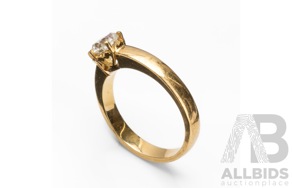 Handmade 18ct Yellow Gold & Natural Diamond Solitaire Ring with Valuation - Size O