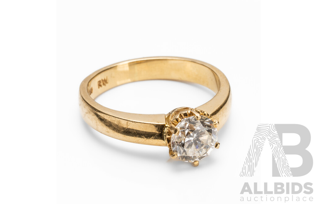 Handmade 18ct Yellow Gold & Natural Diamond Solitaire Ring with Valuation - Size O