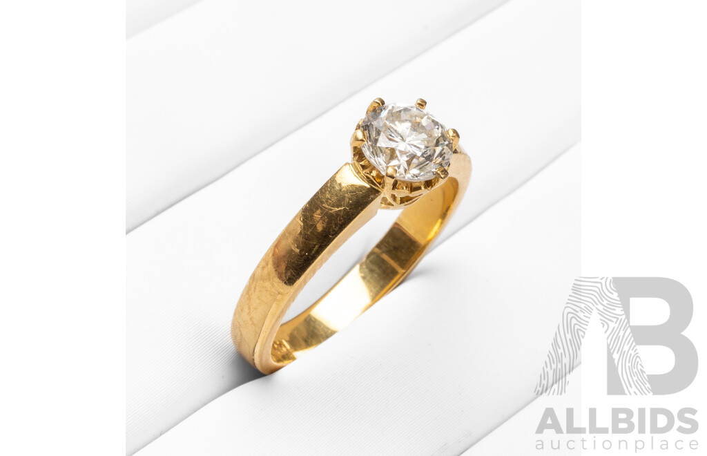 Handmade 18ct Yellow Gold & Natural Diamond Solitaire Ring with Valuation - Size O