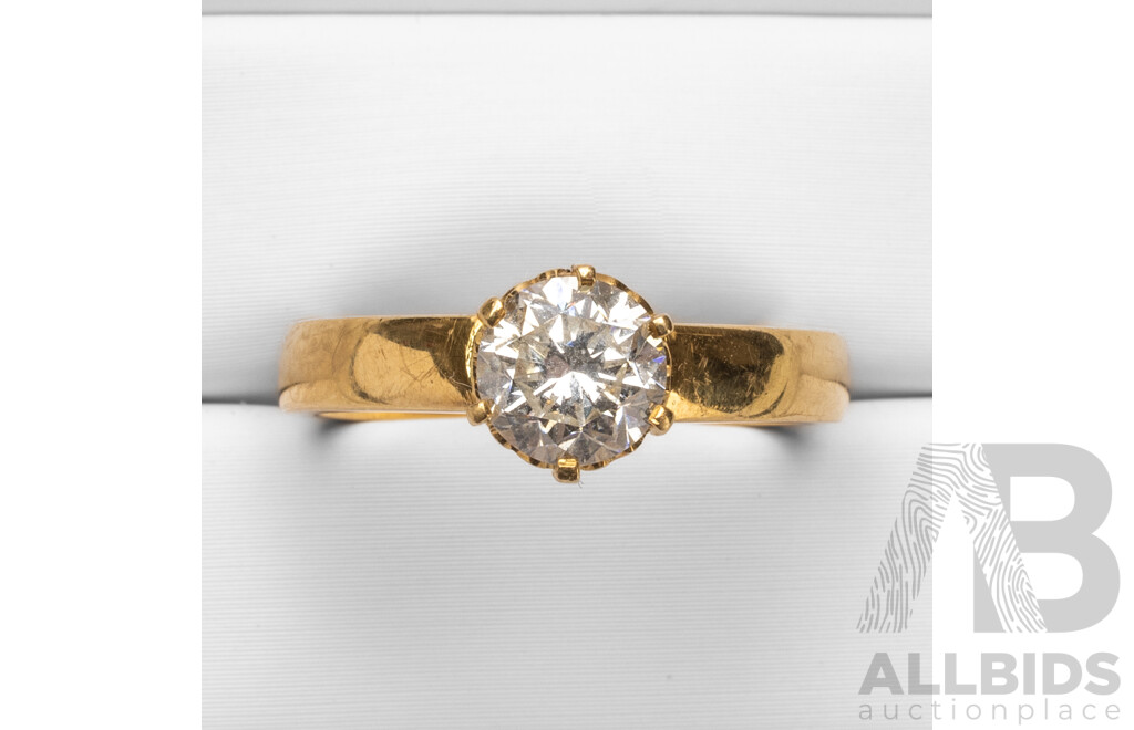 Handmade 18ct Yellow Gold & Natural Diamond Solitaire Ring with Valuation - Size O