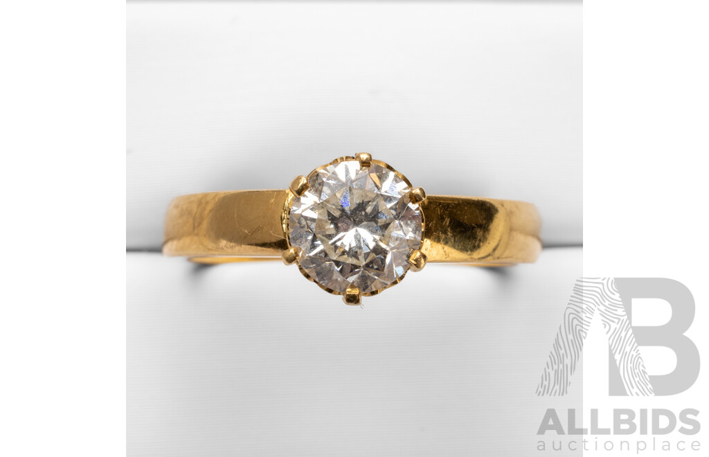Handmade 18ct Yellow Gold & Natural Diamond Solitaire Ring with Valuation - Size O
