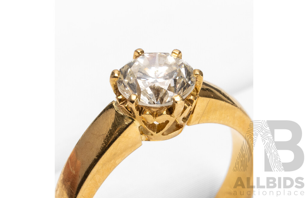 Handmade 18ct Yellow Gold & Natural Diamond Solitaire Ring with Valuation - Size O