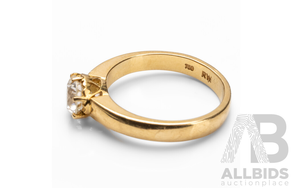 Handmade 18ct Yellow Gold & Natural Diamond Solitaire Ring with Valuation - Size O