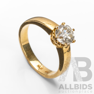 Handmade 18ct Yellow Gold & Natural Diamond Solitaire Ring with Valuation - Size O