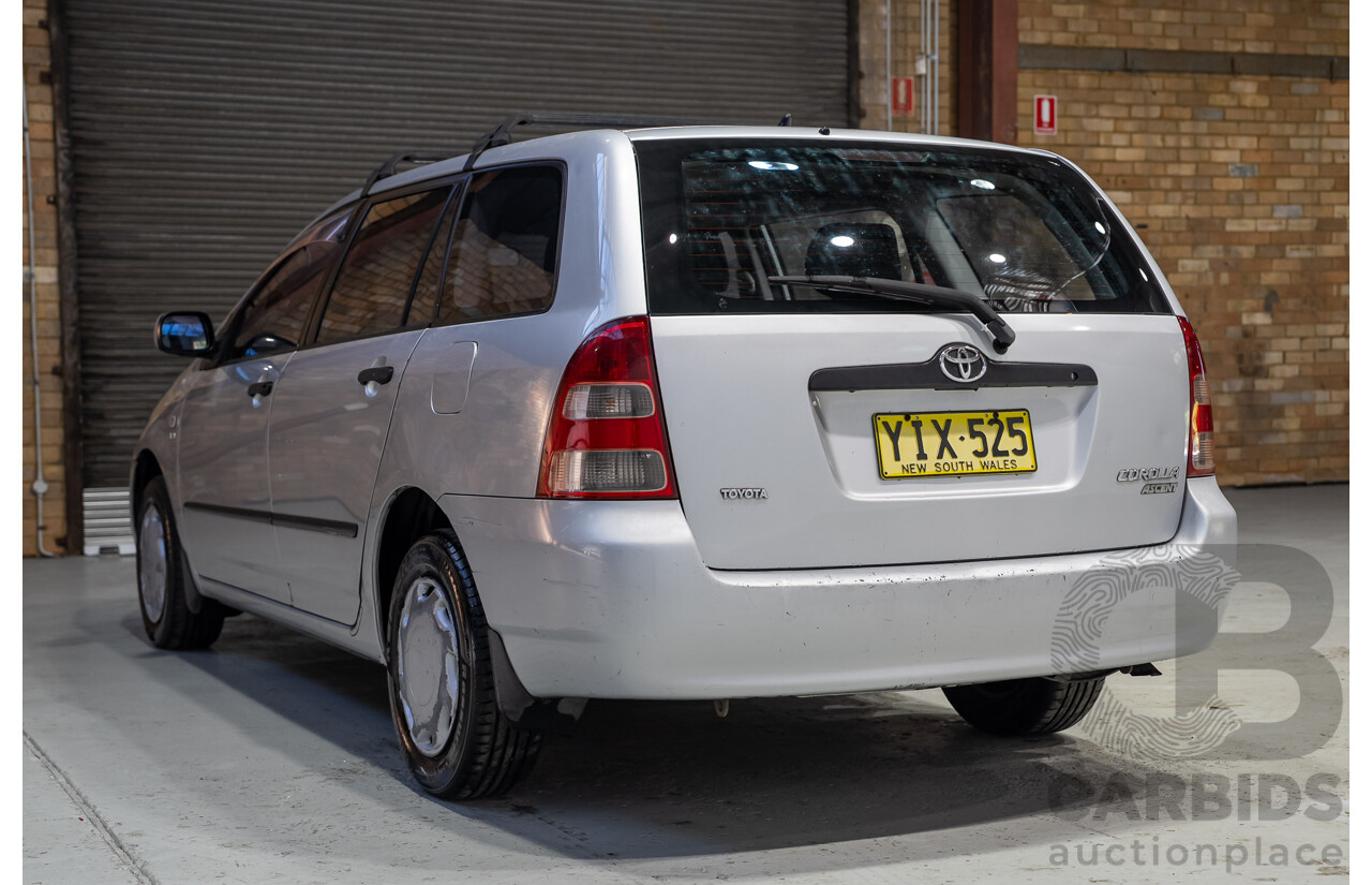 11/2002 Toyota Corolla Ascent ZZE122R 4d Wagon Silver 1.8L