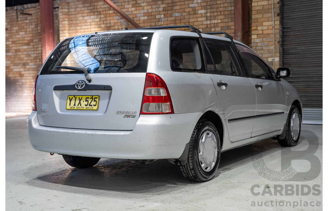 11/2002 Toyota Corolla Ascent ZZE122R 4d Wagon Silver 1.8L