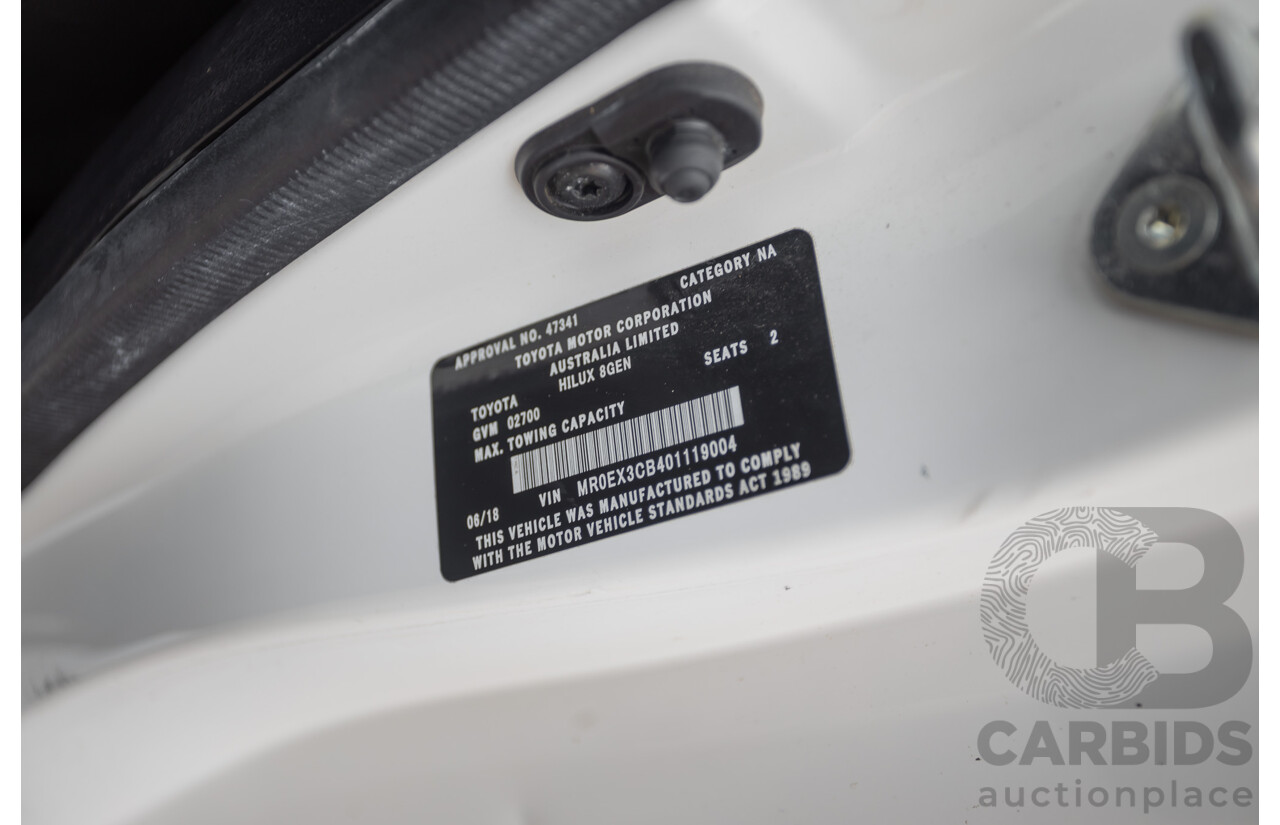 06/2018 Toyota Hilux Workmate TGN121R MY17 C/Chas White 2.7L