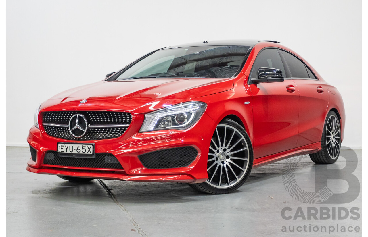 10/2015 Mercedes Benz CLA 250 Sport 4Matic (AWD) 117 MY15 4d Coupe Jupiter Red Turbo 2.0L