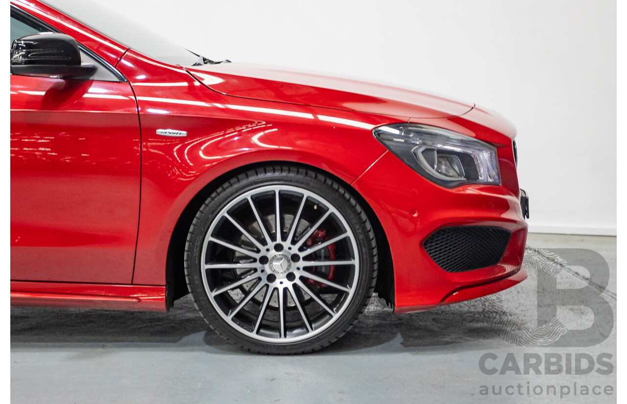10/2015 Mercedes Benz CLA 250 Sport 4Matic (AWD) 117 MY15 4d Coupe Jupiter Red Turbo 2.0L