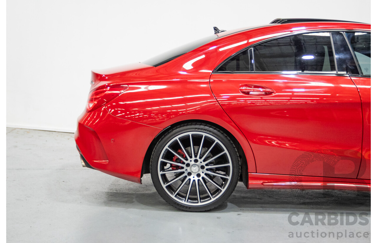 10/2015 Mercedes Benz CLA 250 Sport 4Matic (AWD) 117 MY15 4d Coupe Jupiter Red Turbo 2.0L