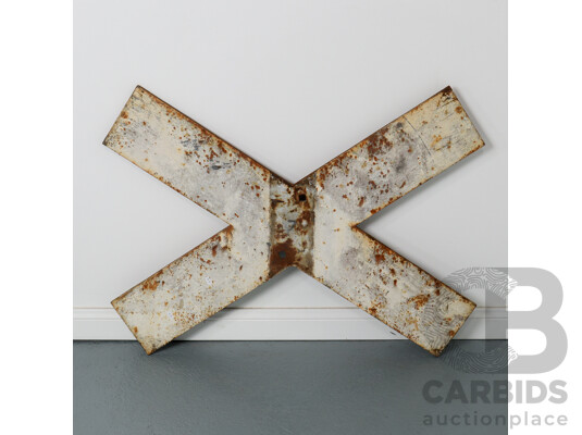 Vintage Cast Iron Railway 'RAILWAY CROSSING' Sign