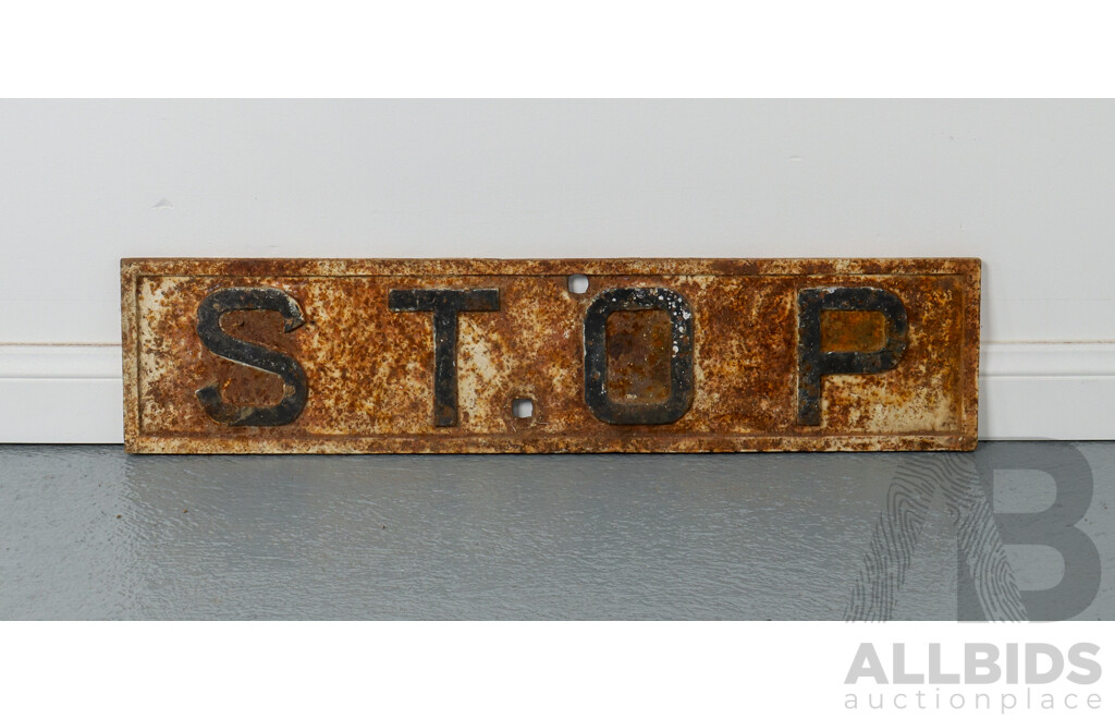 Vintage Cast Iron Railway 'STOP' Sign