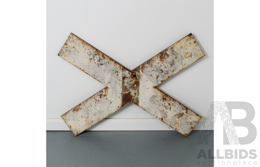 Vintage Cast Iron Railway 'RAILWAY CROSSING' Sign