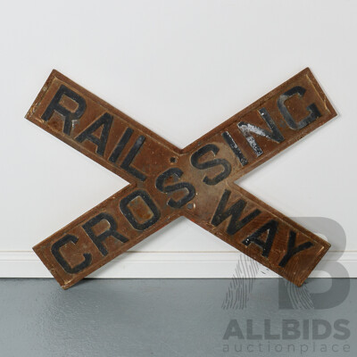 Vintage Cast Iron Railway 'RAILWAY CROSSING' Sign