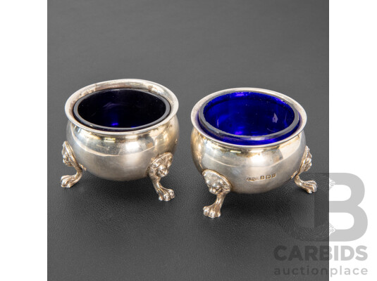 Pair of Vintage Sterling Silver Salt Cauldrons