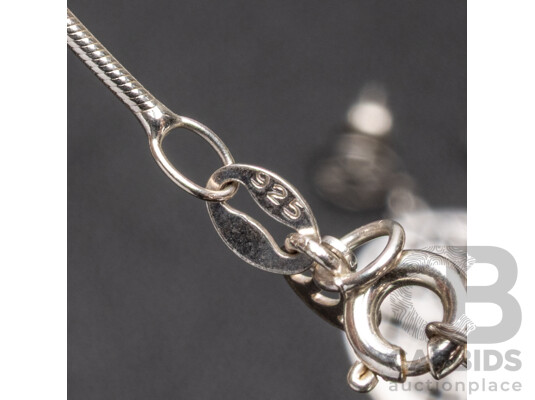 925 Sterling Silver Necklace with Pierced Plate Pendant & Earrings Set - 7.82gms