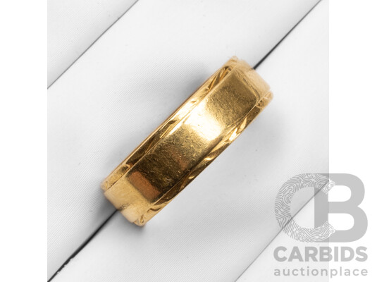 18ct Yellow Gold Wide Wedder - Size P.5